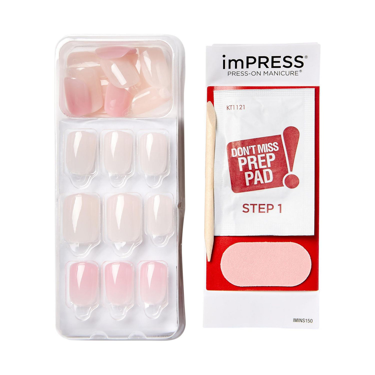 KISS ImPRESS Press-On Manicure Bare but Better - Effortless Finish - Taille S
