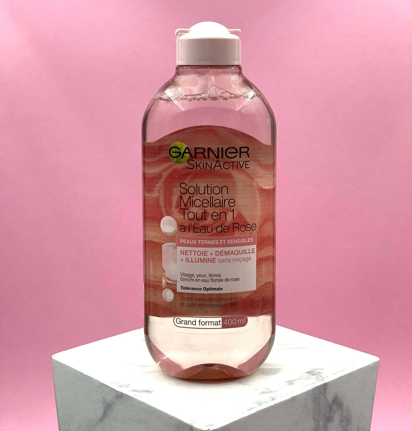 GARNIER skinactive solution micellaire à l'eau de rose tout en 1  peaux ternes et sensibles - 400 ml