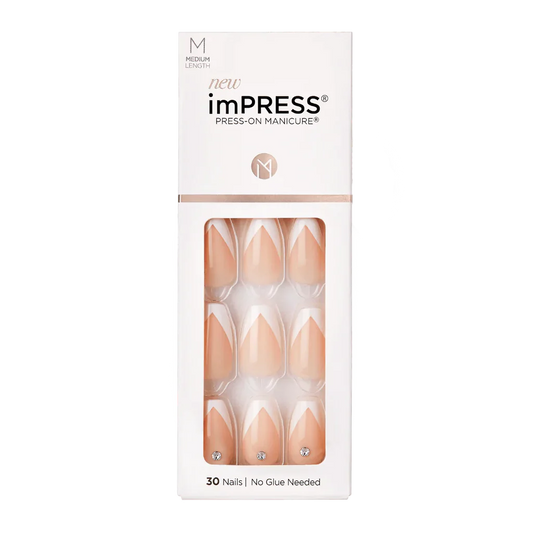 KISS ImPRESS Press-On Manicure - Kimm04c  So French - Taille M