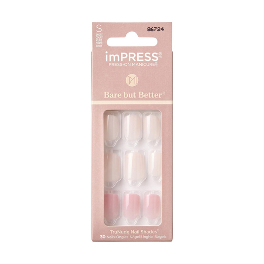 KISS ImPRESS Press-On Manicure Bare but Better - Effortless Finish - Taille S