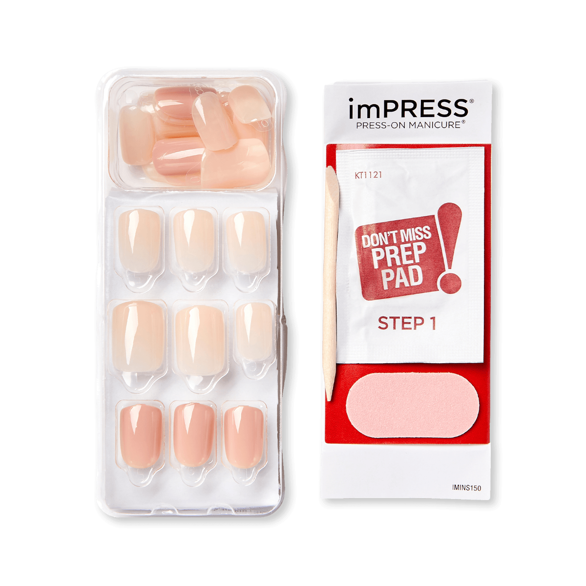 KISS ImPRESS Press-On Manicure Bare but Better - Simple Pleasure - Taille S