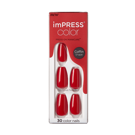 KISS ImPRESS Color Press-On Manicure - Reddy or Not - Taille M