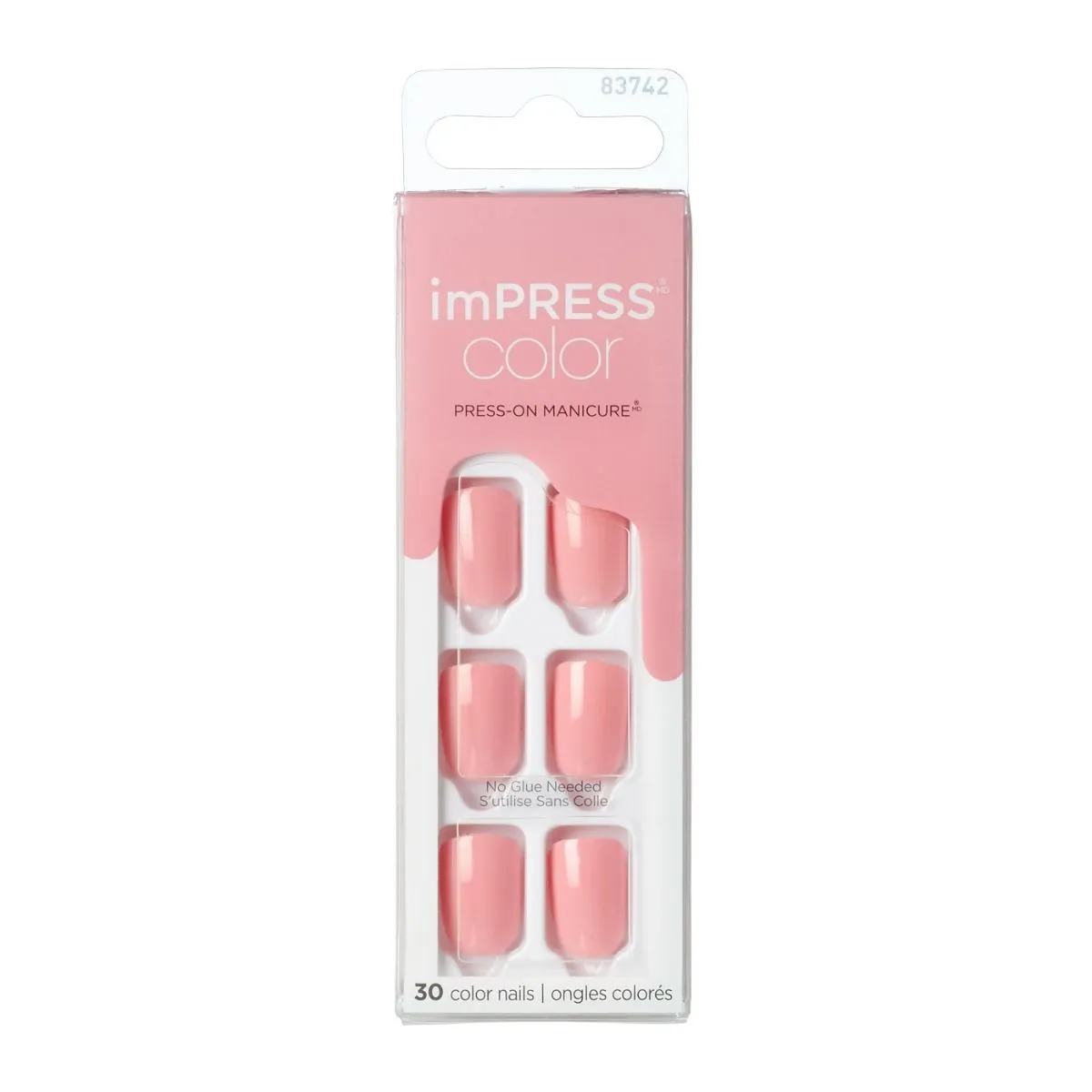 KISS ImPRESS Color Press-On Manicure - Pretty Pink - Taille S